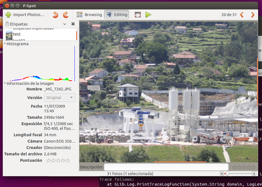 F-Spot window displaying a photo.