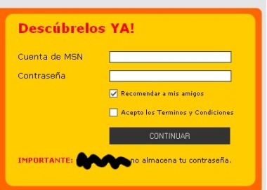 Captura del formulario de login en el supuesto servicio para saber quien te tiene bloqueado